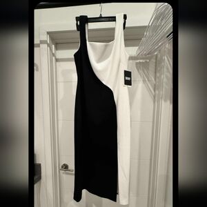 DKNY Two-Tone Black and White Mini Dress